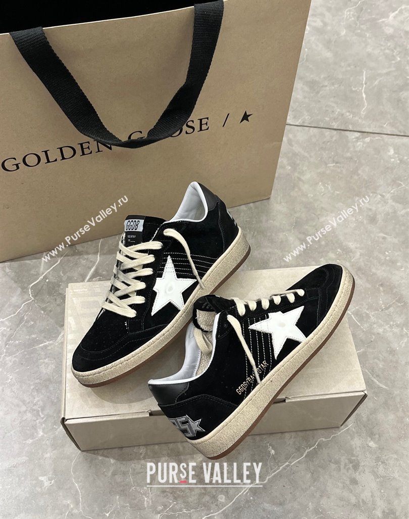 Golden Goose Womens Ball Star in black suede with white leather star 2024 (13-240105016)