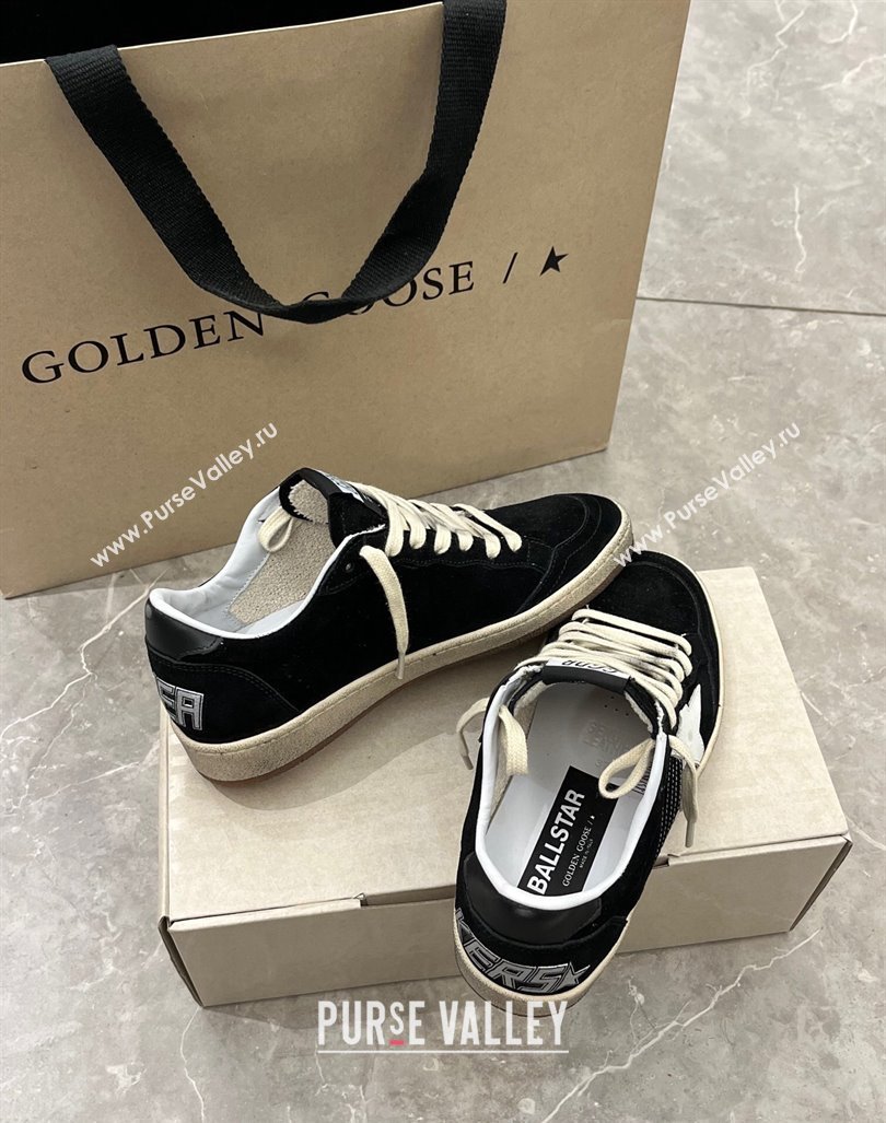 Golden Goose Womens Ball Star in black suede with white leather star 2024 (13-240105016)