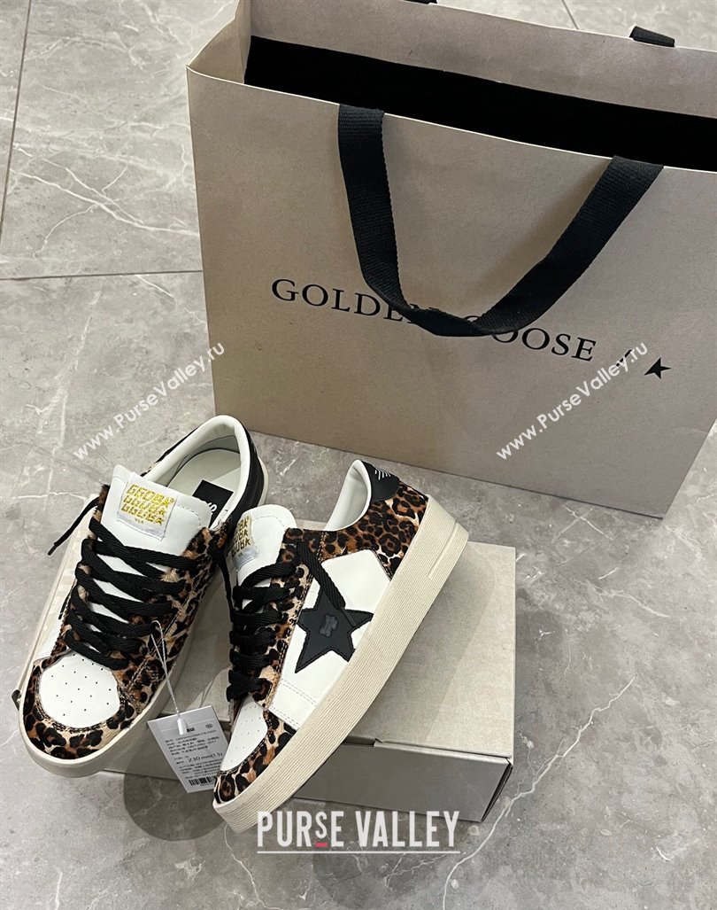 Golden Goose Stardan sneakers in leopard-print pony skin and black star 2024 (13-240105019)