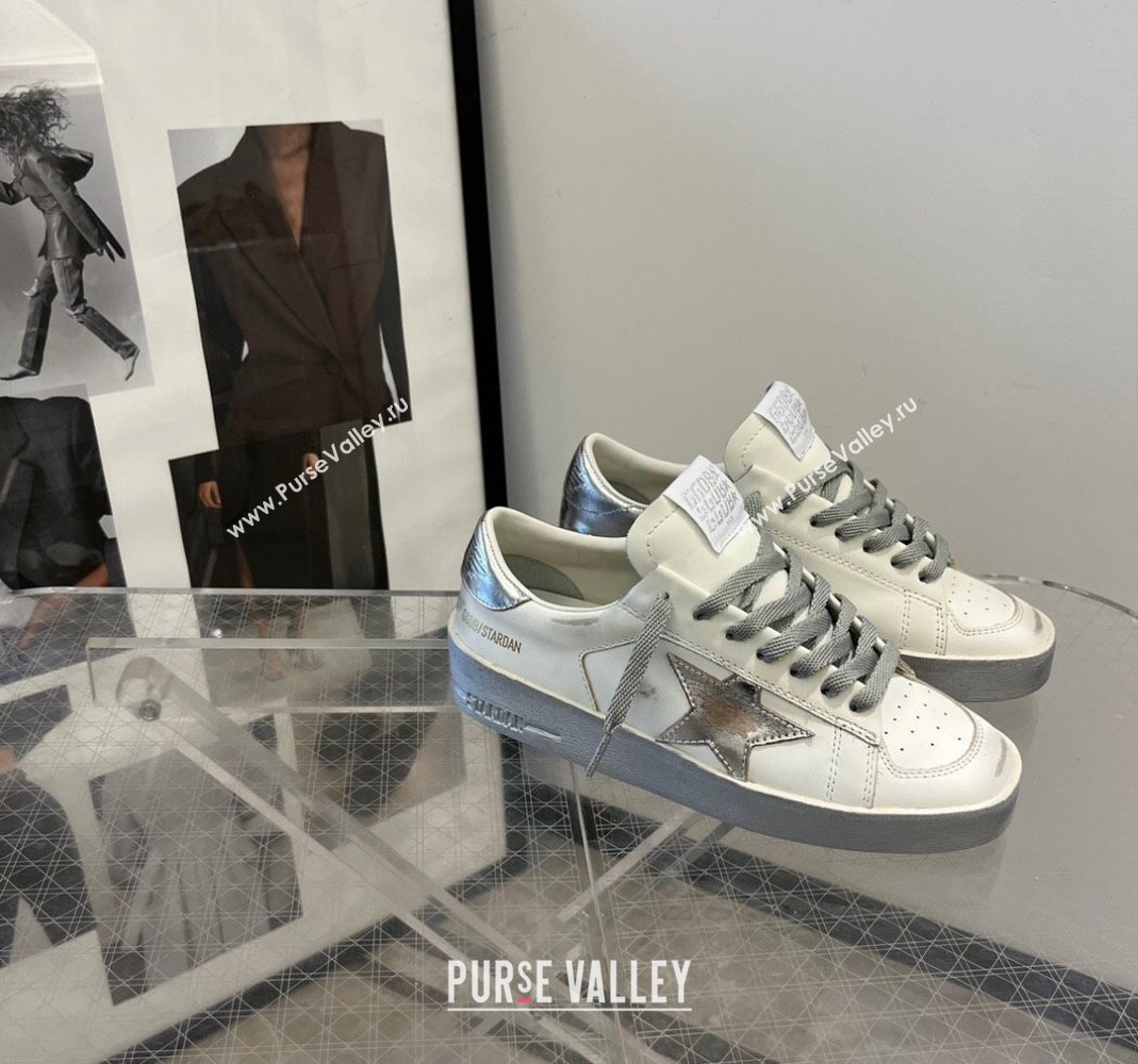 Golden Goose Stardan sneakers with silver metallic leather star and heel tab 2024 (13-240105020)