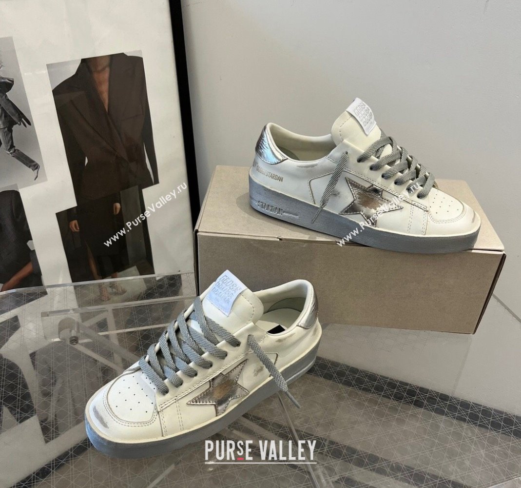 Golden Goose Stardan sneakers with silver metallic leather star and heel tab 2024 (13-240105020)
