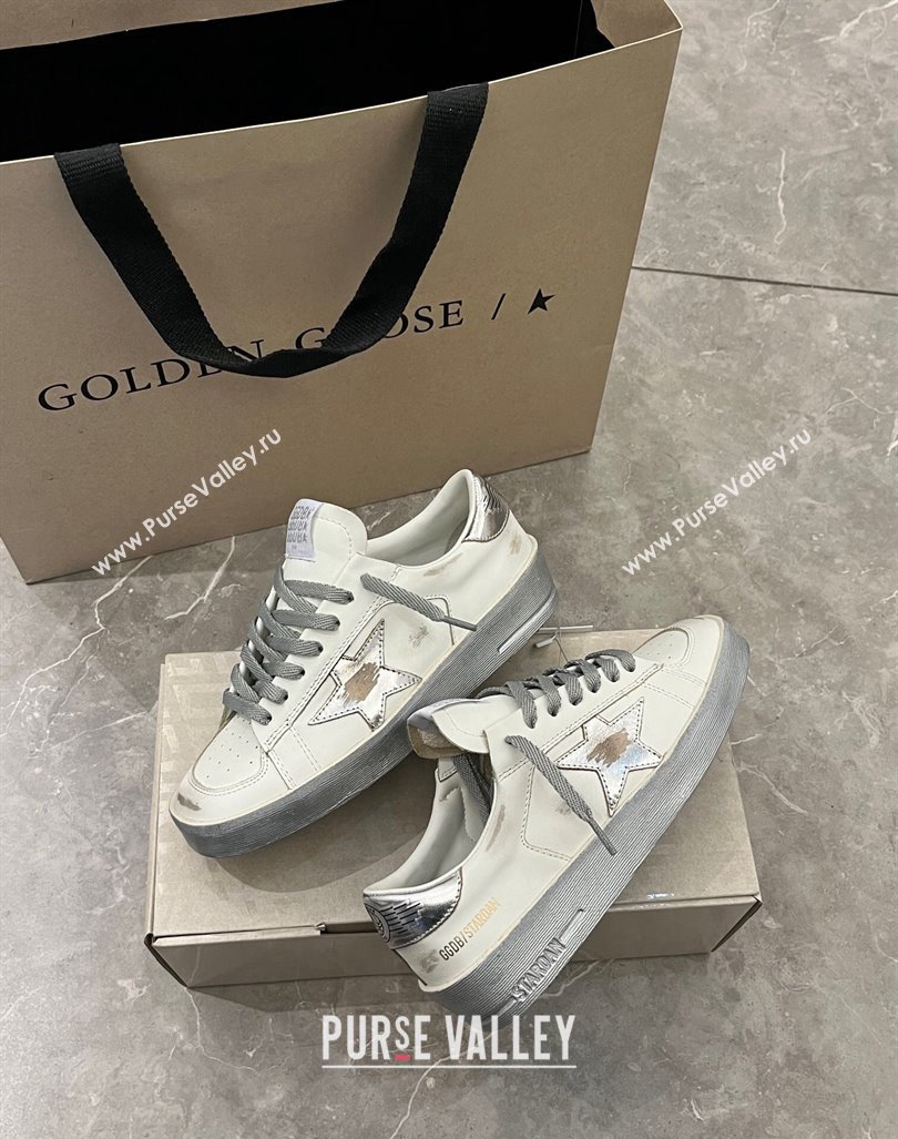 Golden Goose Stardan sneakers with silver metallic leather star and heel tab 2024 (13-240105020)