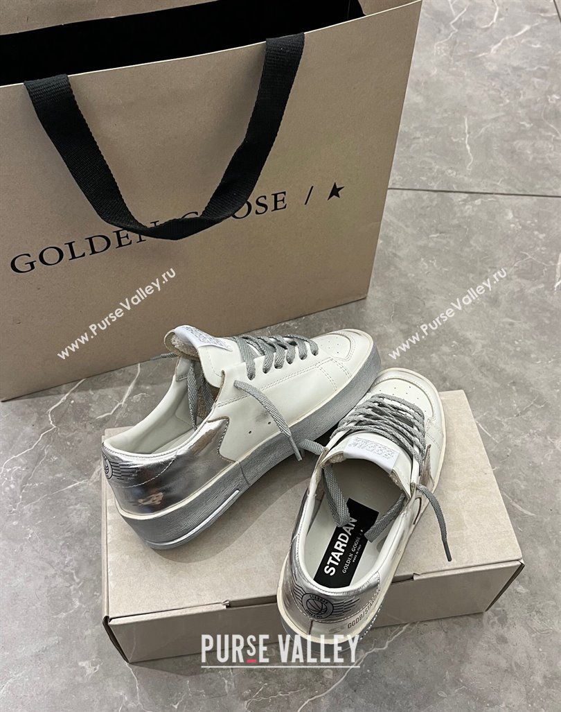 Golden Goose Stardan sneakers with silver metallic leather star and heel tab 2024 (13-240105020)