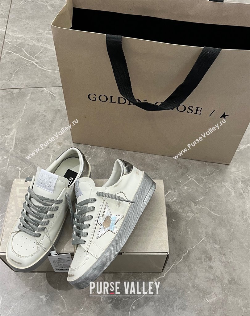 Golden Goose Stardan sneakers with silver metallic leather star and heel tab 2024 (13-240105020)