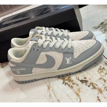 Nike SB Dunk Low Retro x Louis Vuitton LV Sneakers in Suede and Leather White/Light Grey 2024 FC1688-165 (8-240105037)