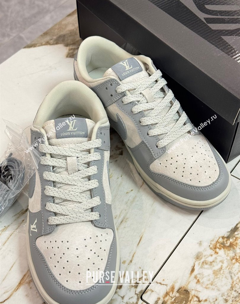 Nike SB Dunk Low Retro x Louis Vuitton LV Sneakers in Suede and Leather White/Light Grey 2024 FC1688-165 (8-240105037)