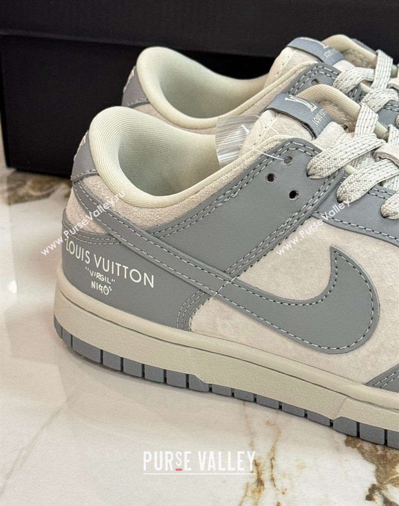 Nike SB Dunk Low Retro x Louis Vuitton LV Sneakers in Suede and Leather White/Light Grey 2024 FC1688-165 (8-240105037)