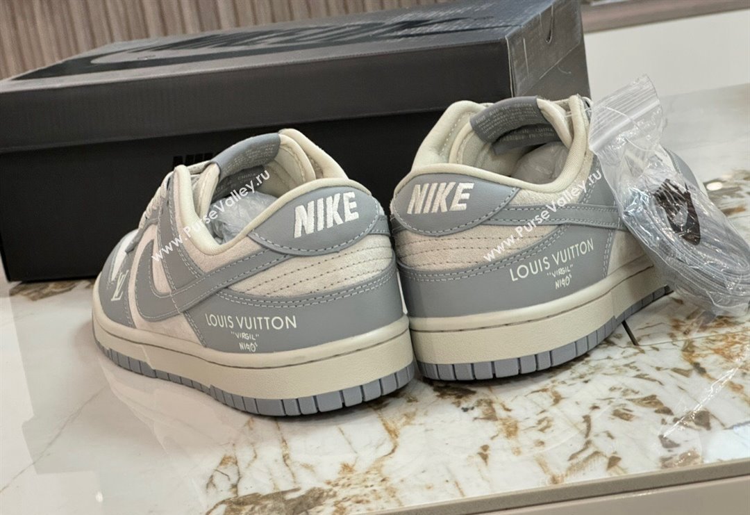 Nike SB Dunk Low Retro x Louis Vuitton LV Sneakers in Suede and Leather White/Light Grey 2024 FC1688-165 (8-240105037)