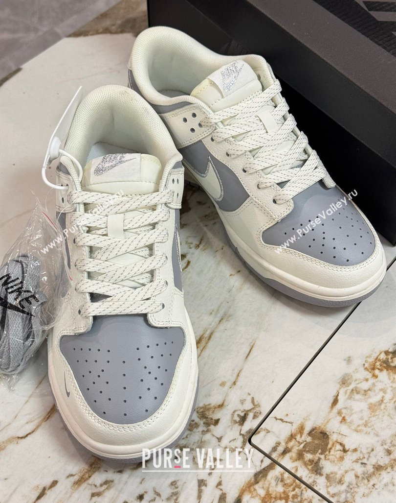 Nike SB Dunk Low Retro x Louis Vuitton LV Sneakers in Calf Leather White/Grey 2024 FC1688-165 (8-240105038)