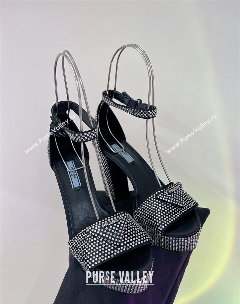 Prada Crystals and Silk High Heel Platform Sandals 12cm Silver 2024 PR010401 (ZN-240104099)