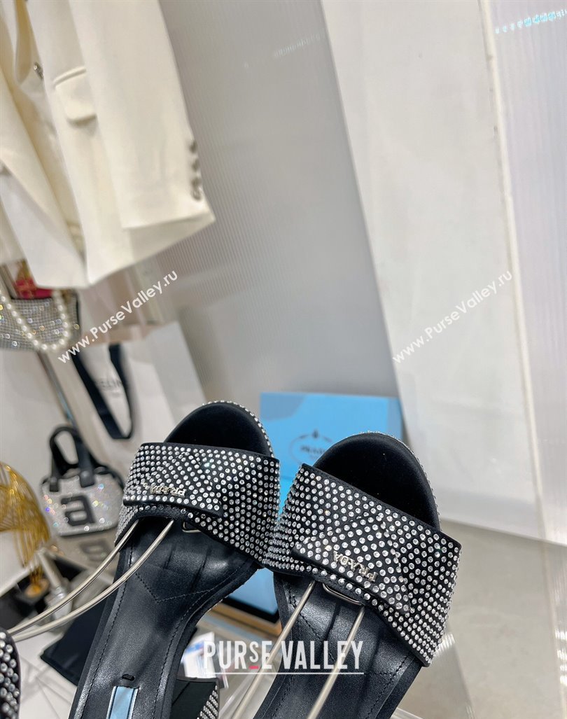 Prada Crystals and Silk High Heel Platform Sandals 12cm Silver 2024 PR010401 (ZN-240104099)