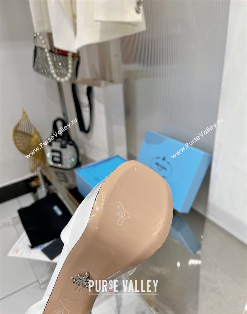 Prada Patent Leather High Heel Platform Sandals 12cm White 2024 PR010401 (ZN-240104104)