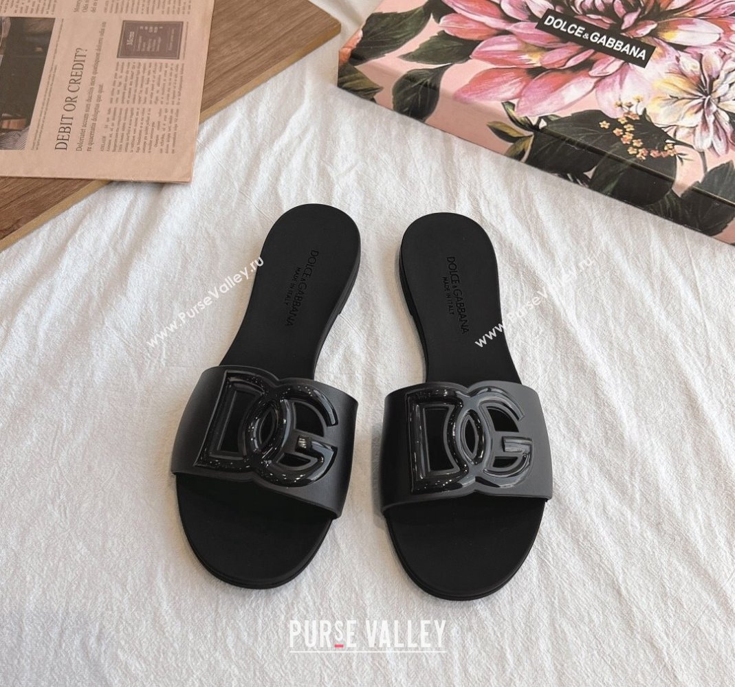 Dolce Gabbana DG TPU Flat Slide Sandals Black 2024 0105 (GDX-240105080)