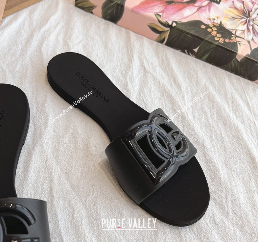 Dolce Gabbana DG TPU Flat Slide Sandals Black 2024 0105 (GDX-240105080)