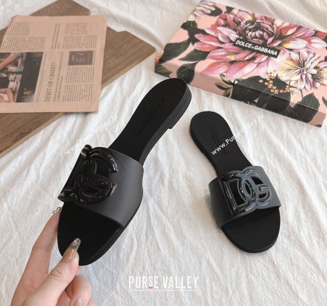 Dolce Gabbana DG TPU Flat Slide Sandals Black 2024 0105 (GDX-240105080)