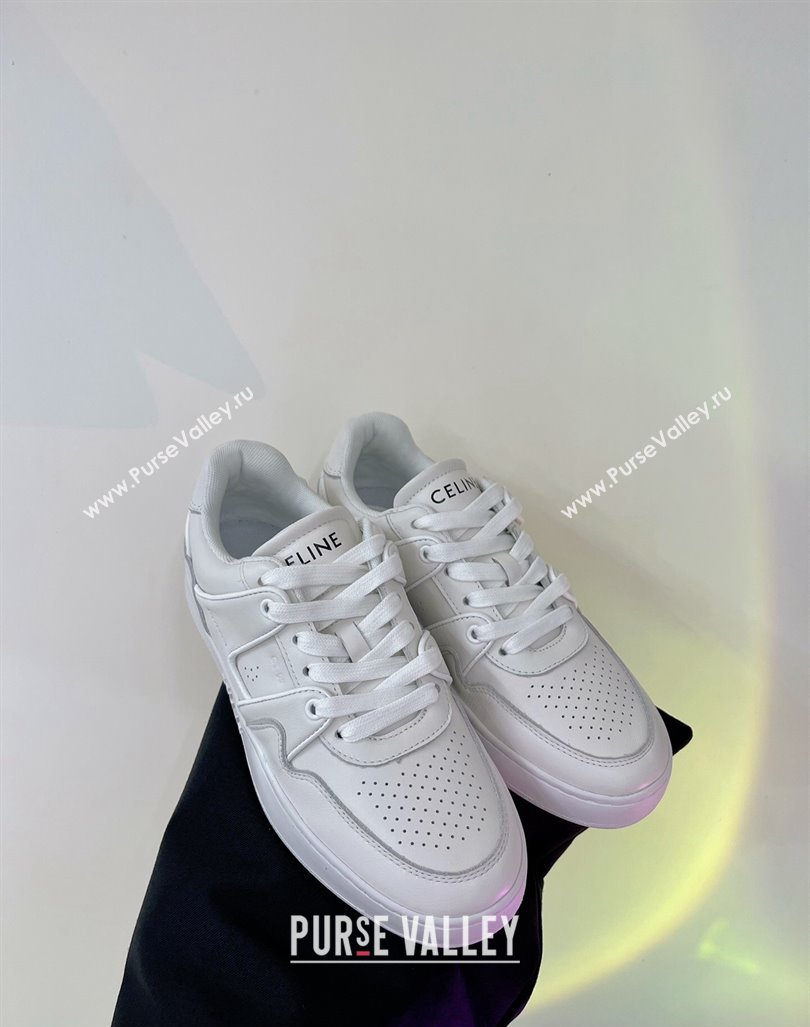 Celine CT-04 Trainer Low Lace-up Sneakers in Calfskin White Leather 2024 (ZN-240103112)