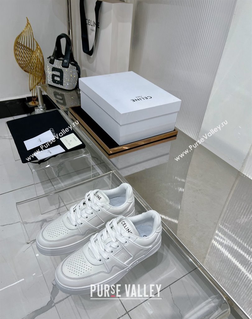 Celine CT-04 Trainer Low Lace-up Sneakers in Calfskin White Leather 2024 (ZN-240103112)