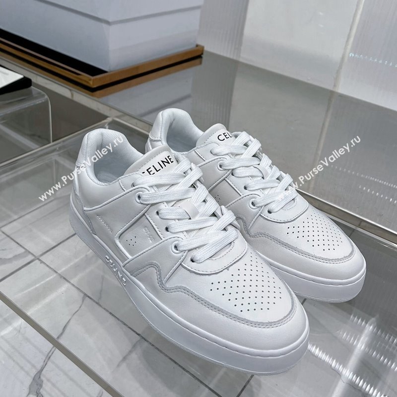 Celine CT-04 Trainer Low Lace-up Sneakers in Calfskin White Leather 2024 (ZN-240103112)