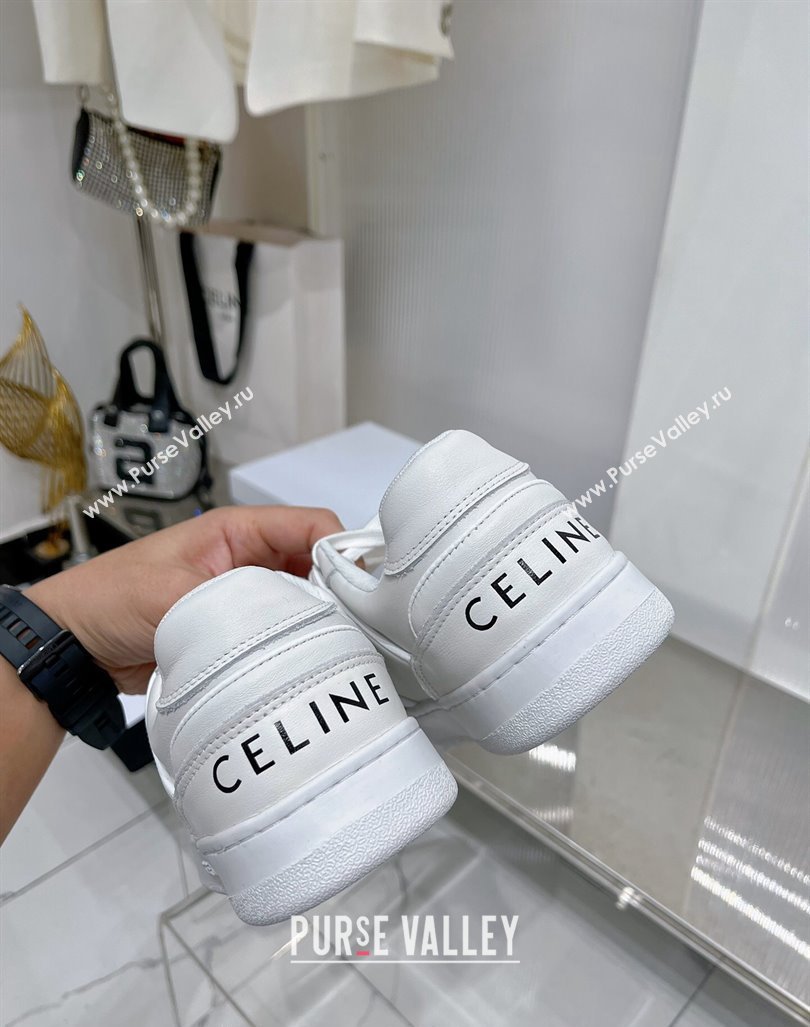 Celine CT-04 Trainer Low Lace-up Sneakers in Calfskin White Leather 2024 (ZN-240103112)