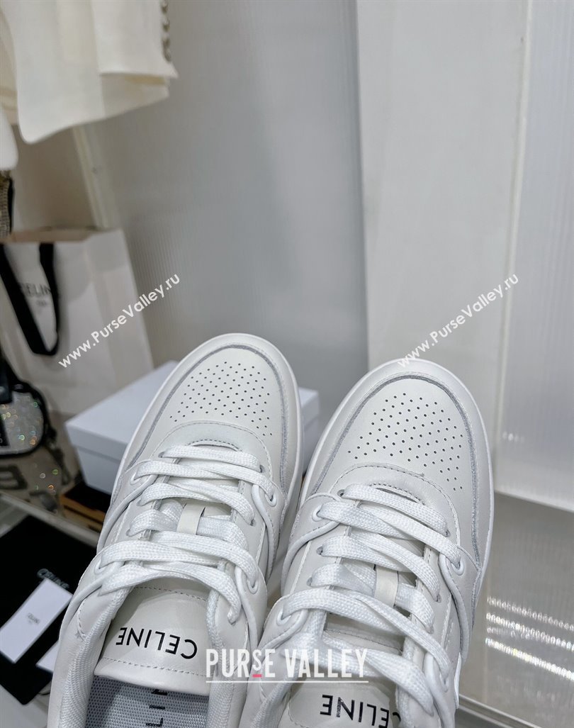 Celine CT-04 Trainer Low Lace-up Sneakers in Calfskin White Leather 2024 (ZN-240103112)