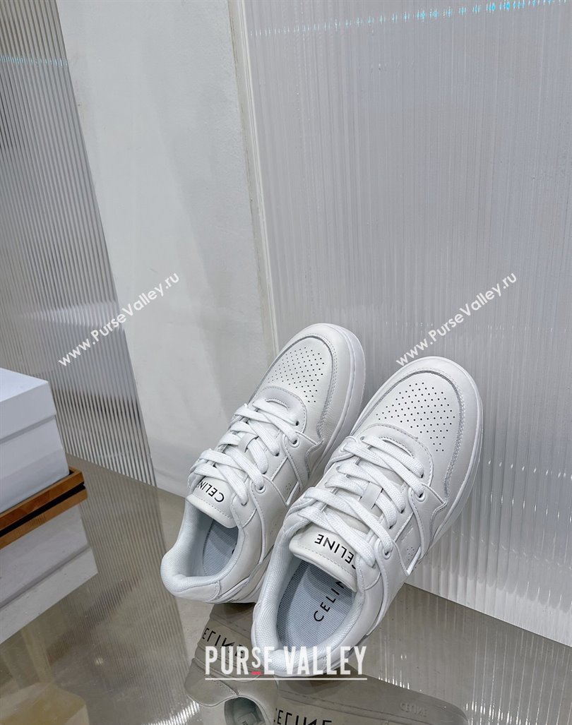 Celine CT-04 Trainer Low Lace-up Sneakers in Calfskin White Leather 2024 (ZN-240103112)