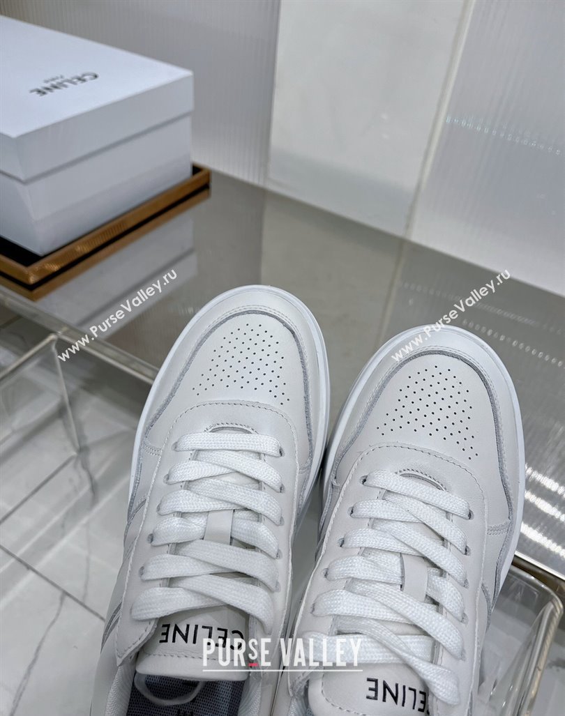 Celine Trainer Platform Lace-up Sneakers 5.5cm in Calfskin Leather Optic White 2024 (ZN-240103118)