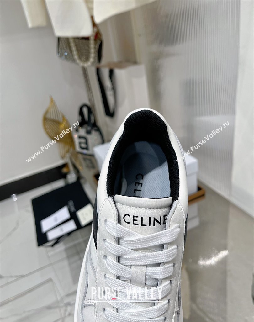 Celine Trainer Platform Lace-up Sneakers 5.5cm in Calfskin Leather White/Black 2024 (ZN-240103119)