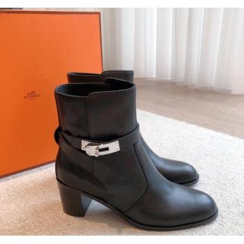 Hermes Frenchie Heel Ankle Boots 5cm in Calfskin Black 2024 (XC-240103142)