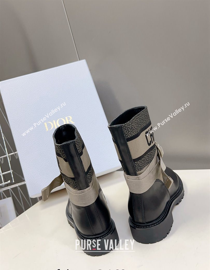 Dior D-Major Ankle Boots in Fabric and Calfskin Light Beige 2025 D09021 (MD-251029015)