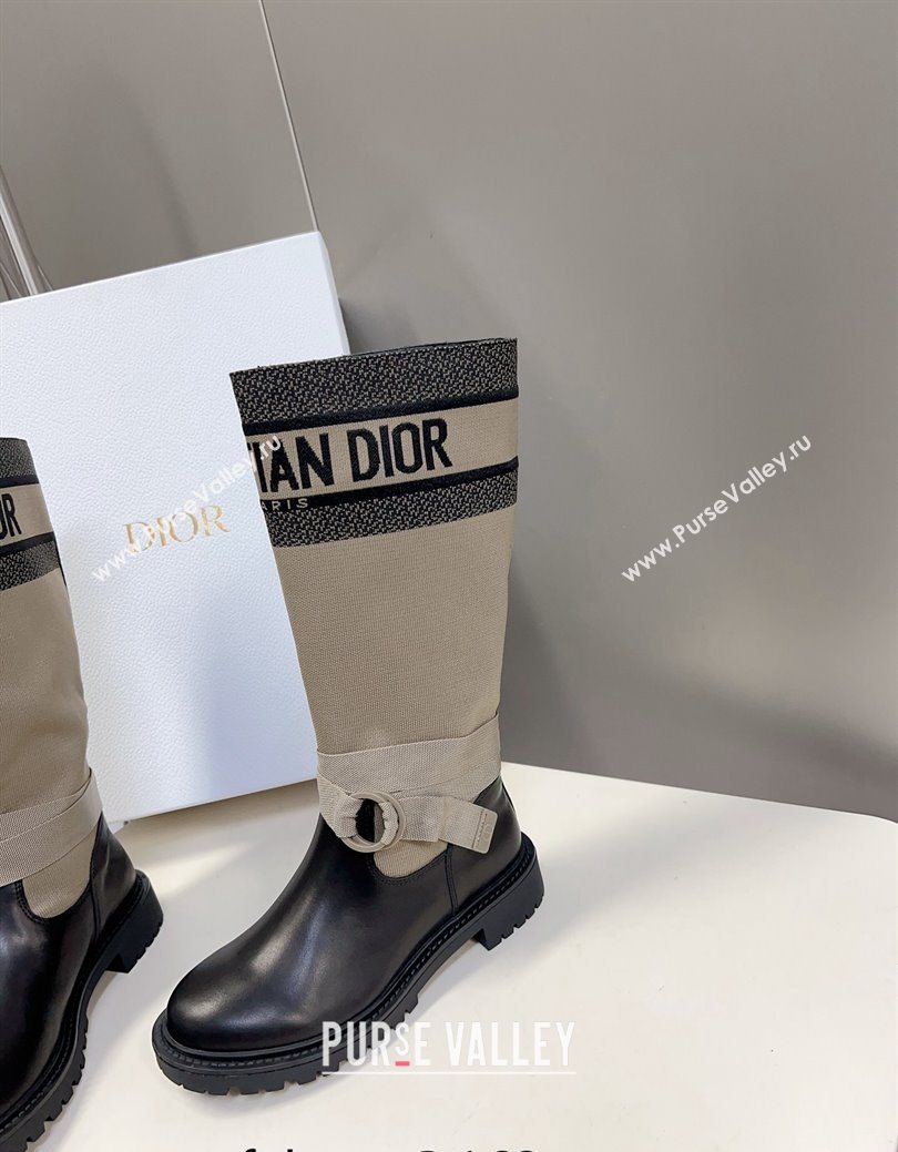 Dior D-Major Medium Boots in Fabric and Calfskin Light Beige 2025 D09021 (MD-251029022)