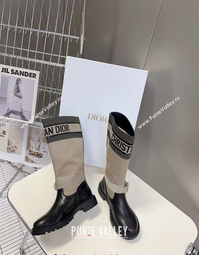 Dior D-Major Medium Boots in Fabric and Calfskin Light Beige 2025 D09021 (MD-251029022)