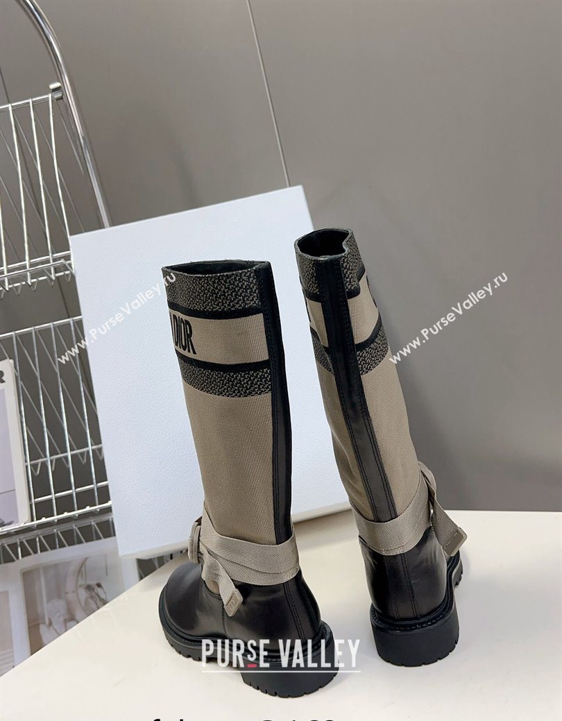 Dior D-Major Medium Boots in Fabric and Calfskin Light Beige 2025 D09021 (MD-251029022)
