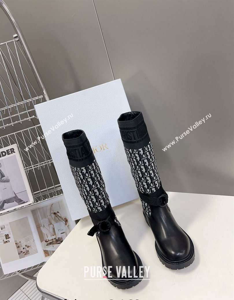 Dior D-Major Medium Boots in Oblique Fabric and Calfskin 2025 D09021 (MD-251029021)