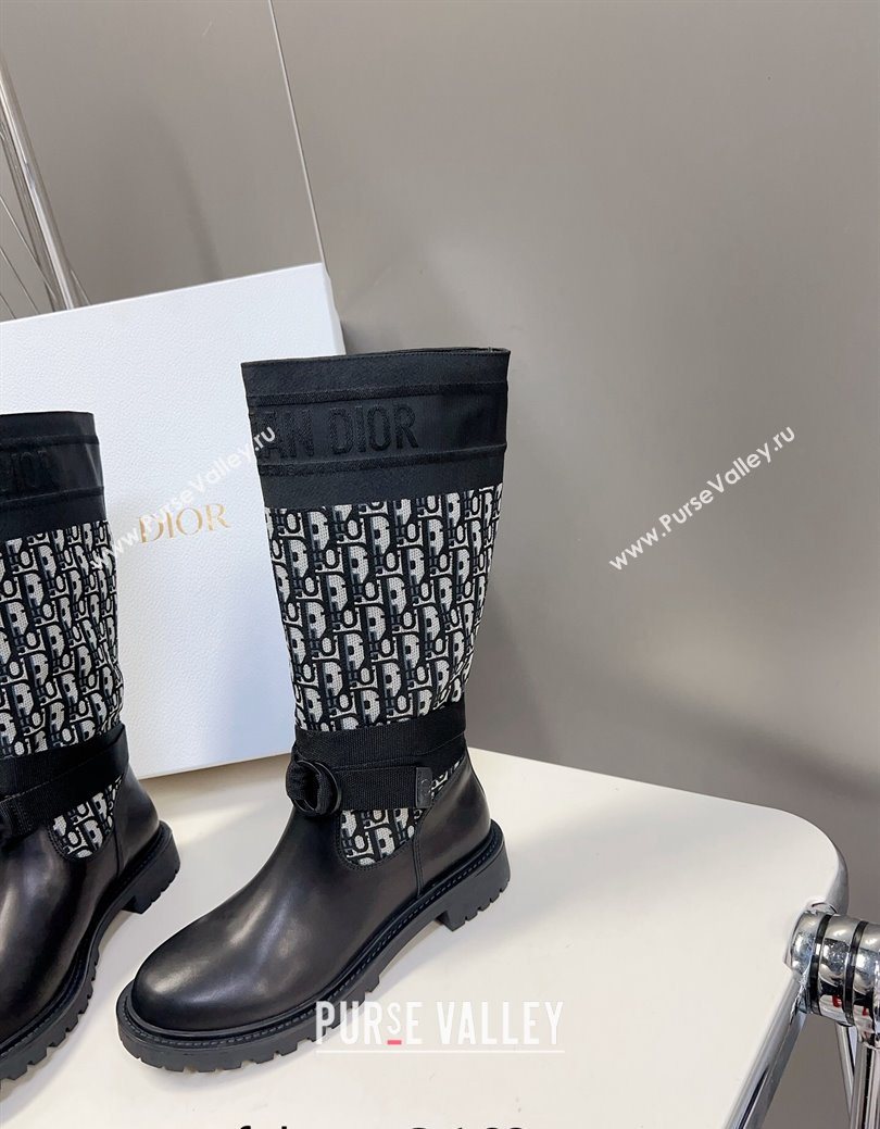 Dior D-Major Medium Boots in Oblique Fabric and Calfskin 2025 D09021 (MD-251029021)