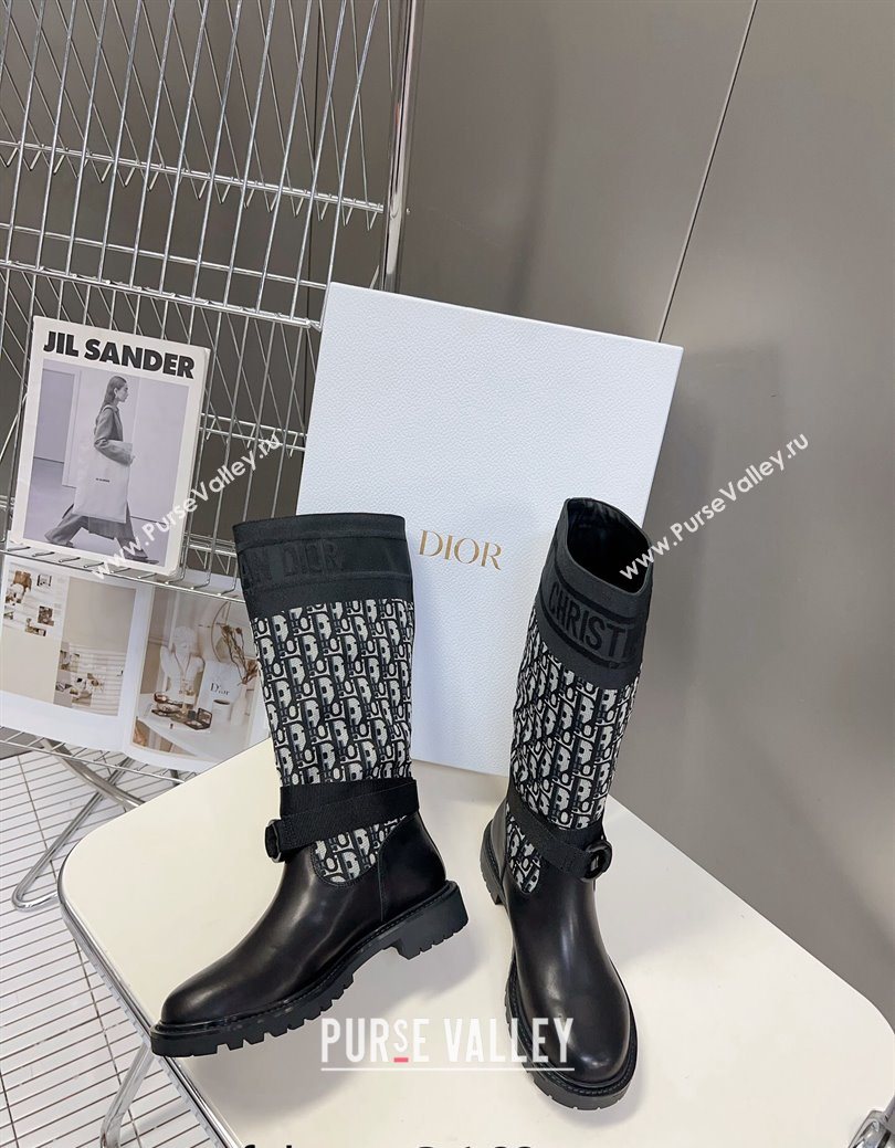 Dior D-Major Medium Boots in Oblique Fabric and Calfskin 2025 D09021 (MD-251029021)