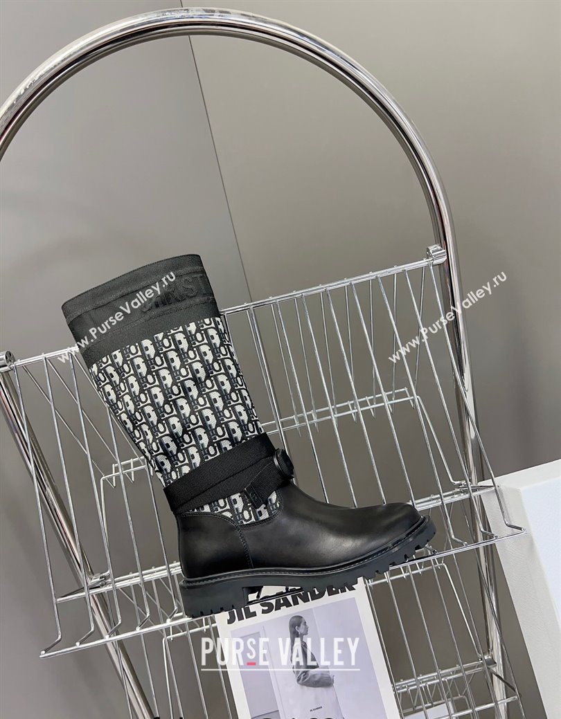 Dior D-Major Medium Boots in Oblique Fabric and Calfskin 2025 D09021 (MD-251029021)