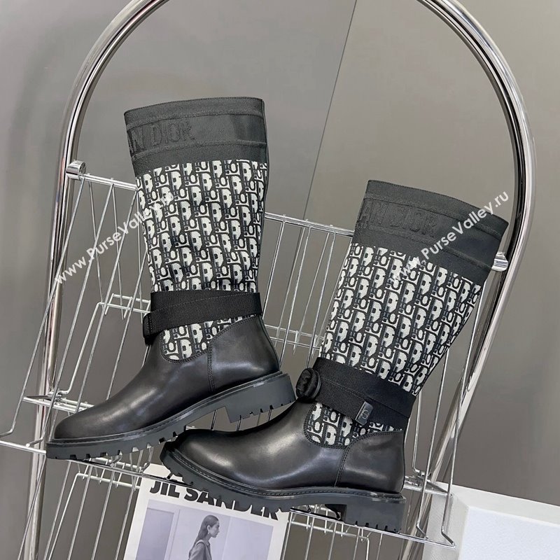 Dior D-Major Medium Boots in Oblique Fabric and Calfskin 2025 D09021 (MD-251029021)