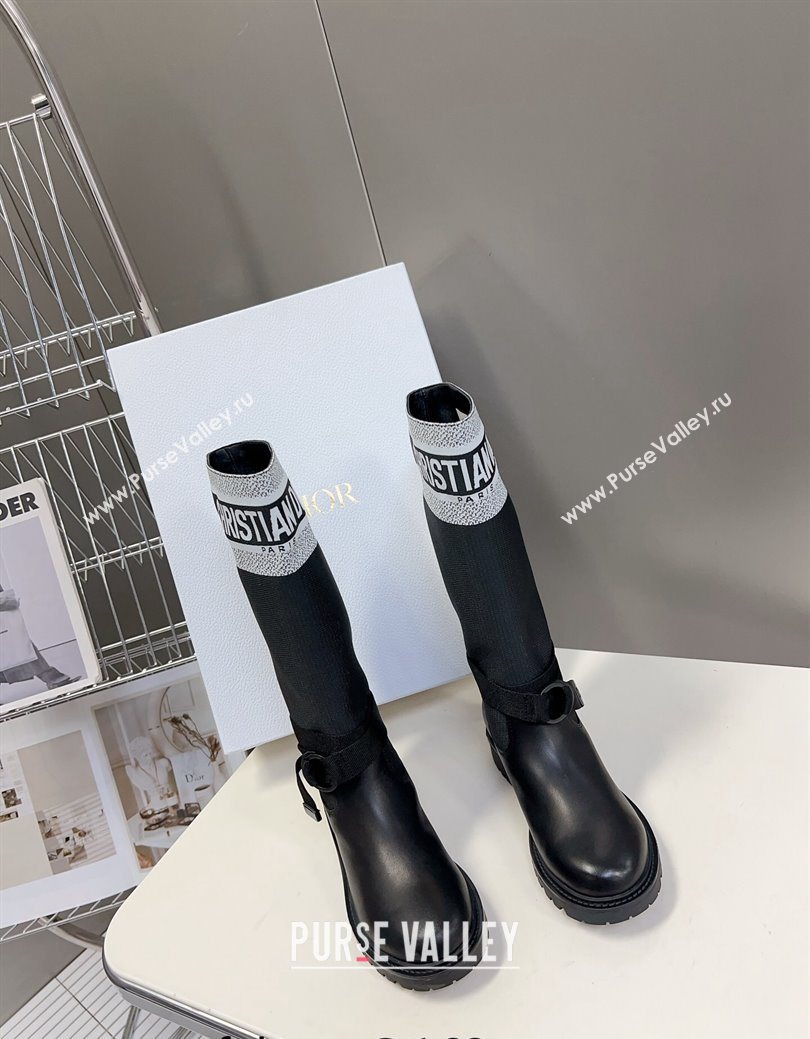 Dior D-Major Medium Boots in Fabric and Calfskin Black/White 2025 D09021 (MD-251029020)