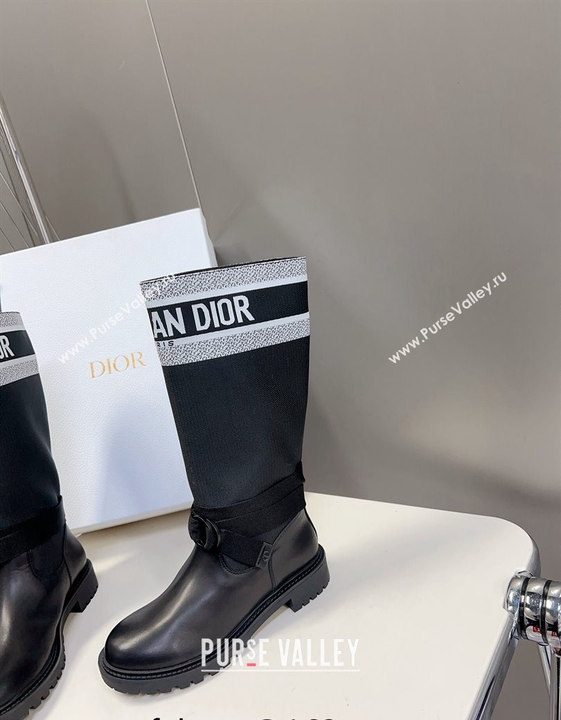 Dior D-Major Medium Boots in Fabric and Calfskin Black/White 2025 D09021 (MD-251029020)