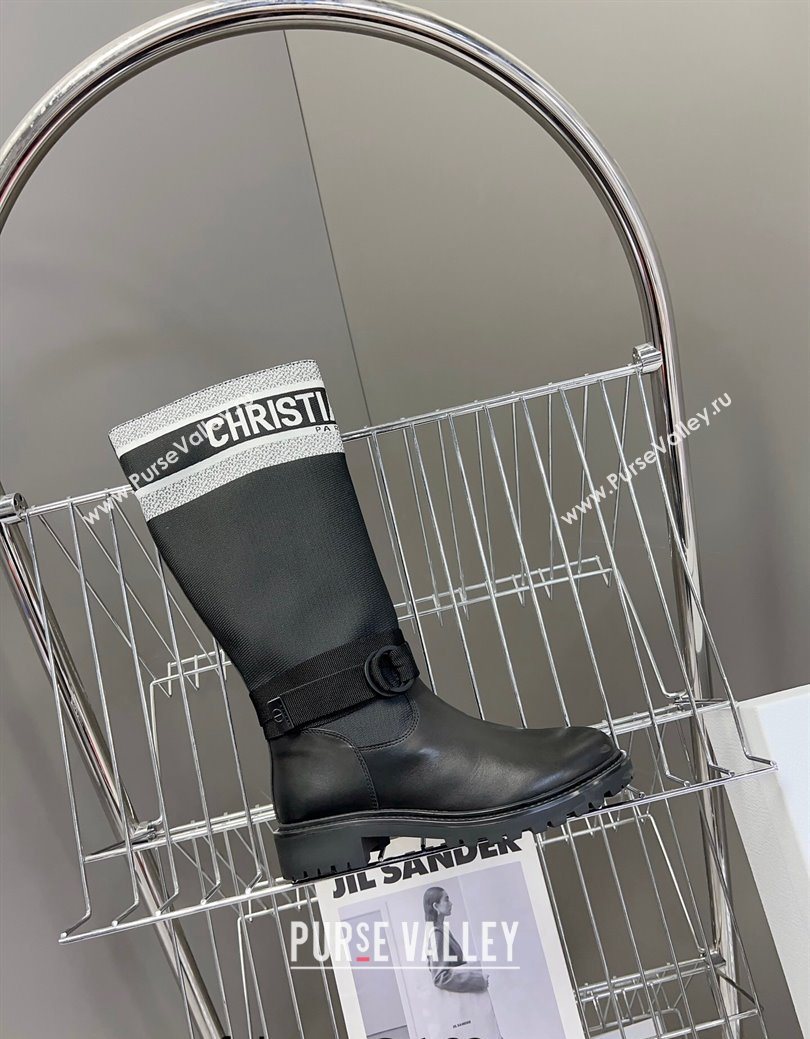 Dior D-Major Medium Boots in Fabric and Calfskin Black/White 2025 D09021 (MD-251029020)