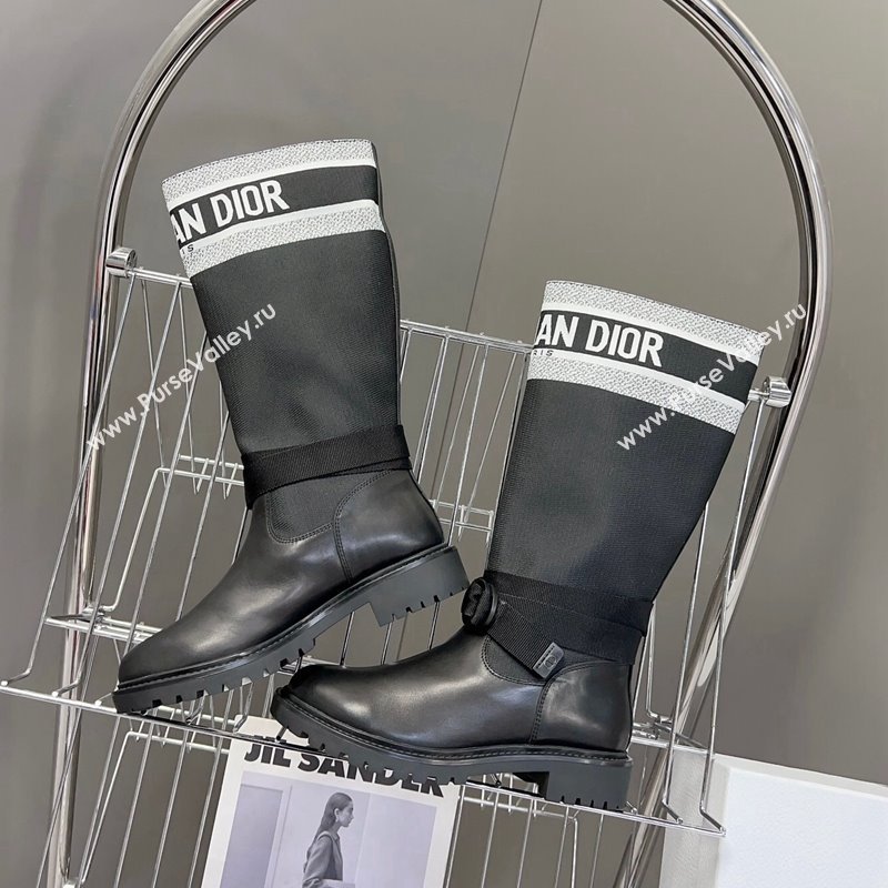 Dior D-Major Medium Boots in Fabric and Calfskin Black/White 2025 D09021 (MD-251029020)