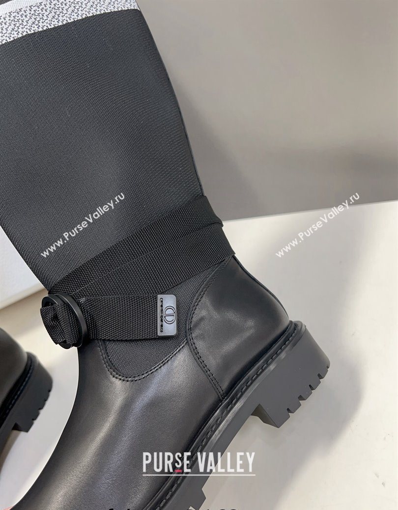 Dior D-Major Medium Boots in Fabric and Calfskin Black/White 2025 D09021 (MD-251029020)
