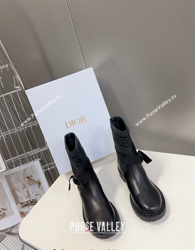 Dior D-Major Ankle Boots in Fabric and Calfskin All Black 2025 D09021 (MD-251029019)