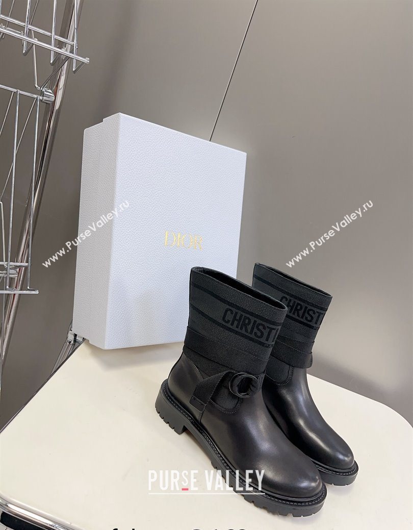 Dior D-Major Ankle Boots in Fabric and Calfskin All Black 2025 D09021 (MD-251029019)