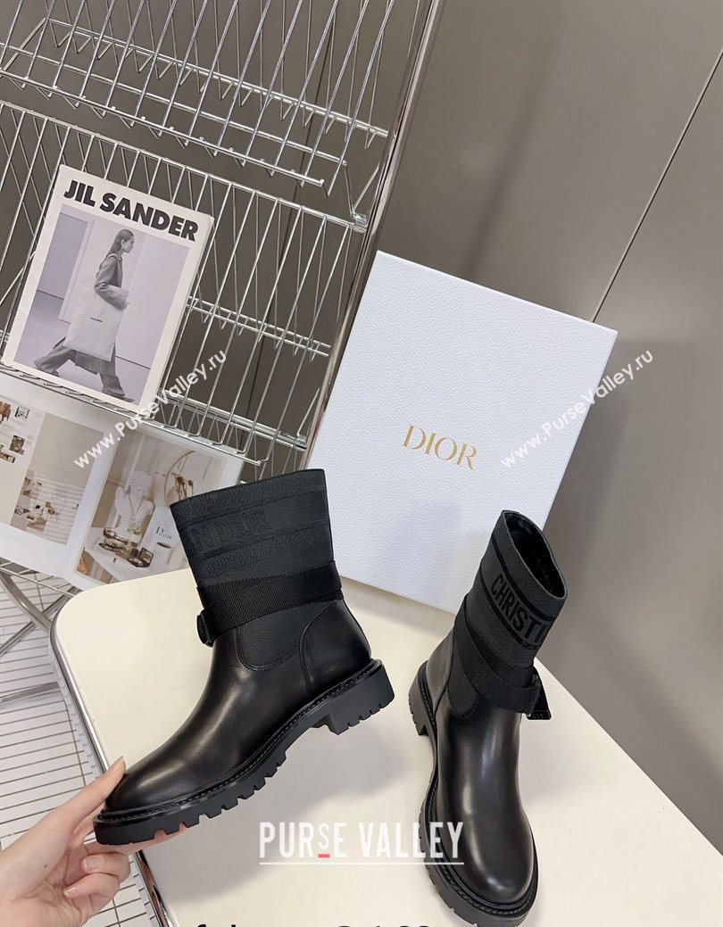 Dior D-Major Ankle Boots in Fabric and Calfskin All Black 2025 D09021 (MD-251029019)