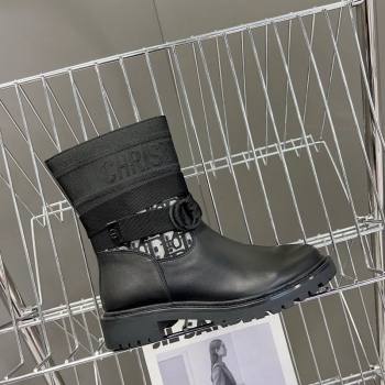 Dior D-Major Ankle Boots in Fabric and Calfskin Black/Oblique 2025 D09021 (MD-251029018)