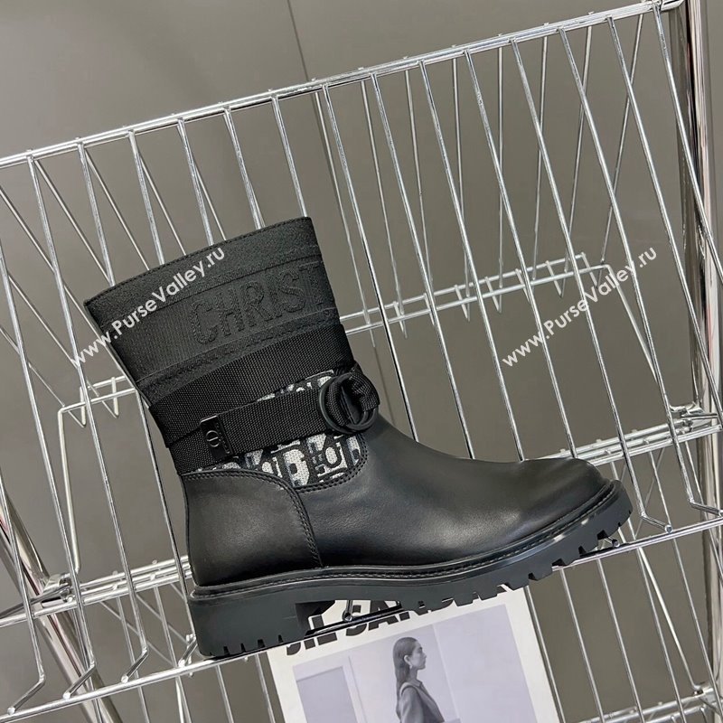 Dior D-Major Ankle Boots in Fabric and Calfskin Black/Oblique 2025 D09021 (MD-251029018)