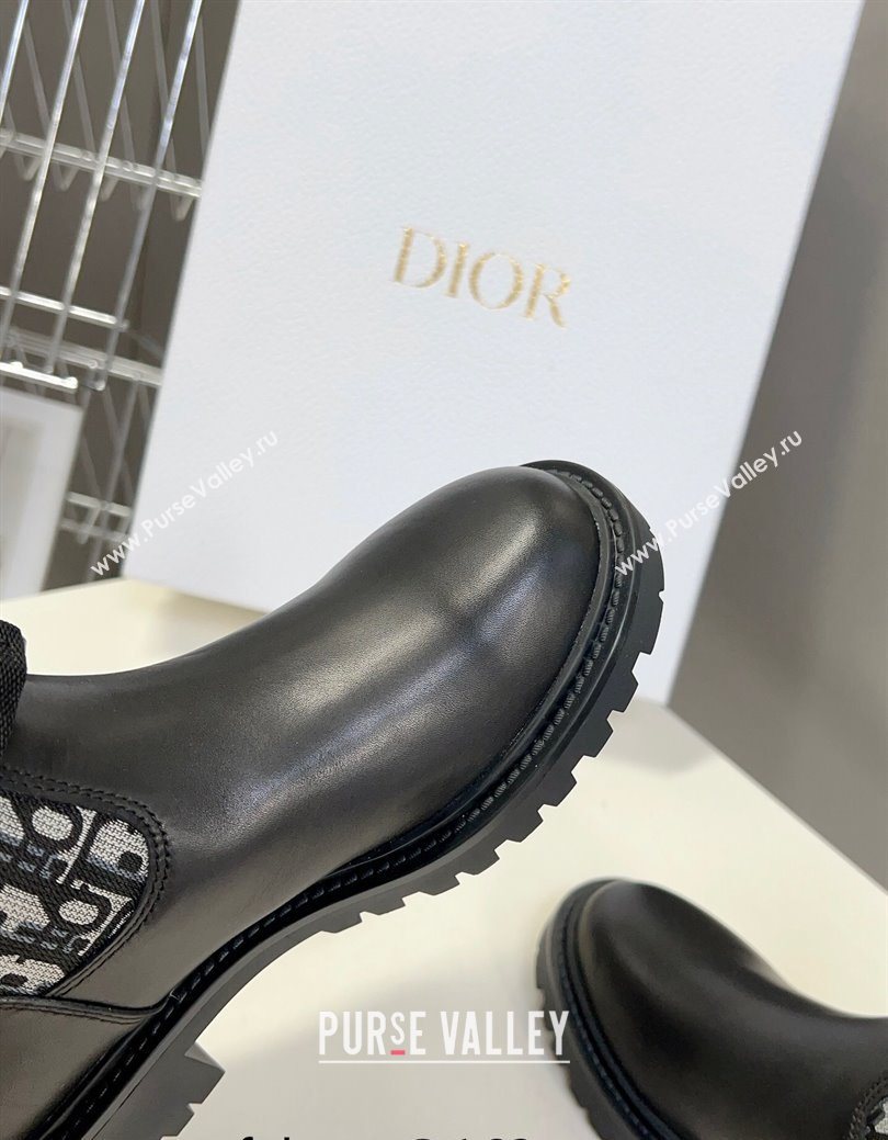 Dior D-Major Ankle Boots in Fabric and Calfskin Black/Oblique 2025 D09021 (MD-251029018)