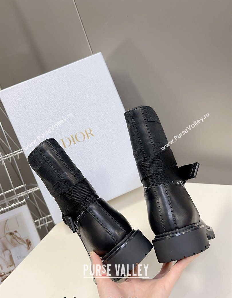 Dior D-Major Ankle Boots in Fabric and Calfskin Black/Oblique 2025 D09021 (MD-251029018)
