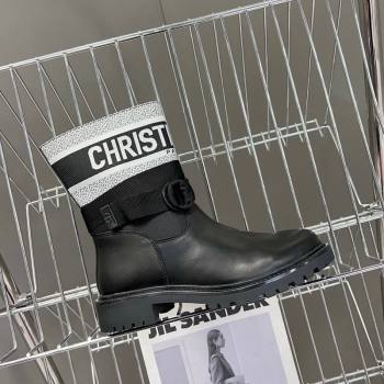Dior D-Major Ankle Boots in Fabric and Calfskin Black/White 2025 D09021 (MD-251029017)
